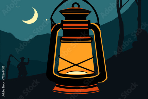 Western-style lantern. vektor icon illustation