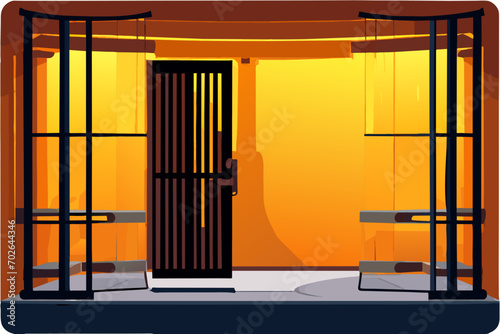 Old west jail cell. vektor icon illustation