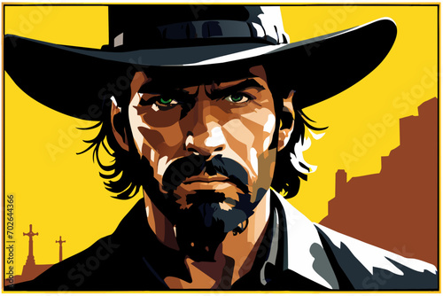 Wanted poster for a gunslinger. vektor icon illustation