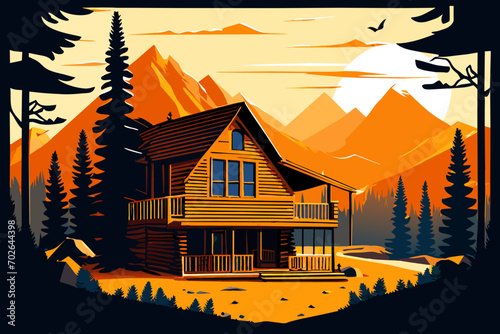 Outlaw's hideout cabin. vektor icon illustation