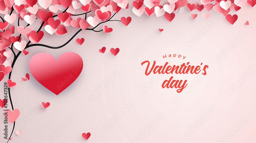 Realistic Valentine's Day banner and lovely background with card text space design. 