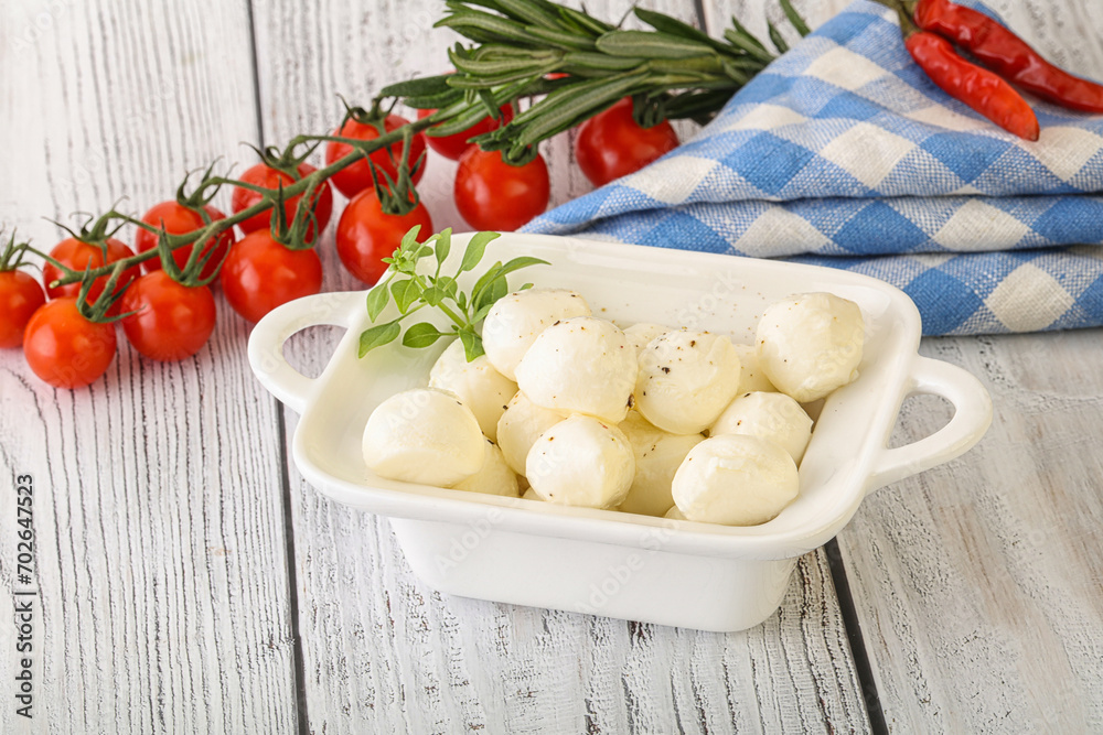 Mozzarella cheese balls in the bowl Mozzarella cheese balls in the bowl