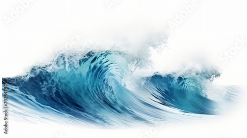 Large stormy sea wave in deep blue isolated on white background