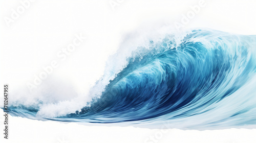 Large stormy sea wave in deep blue isolated on white background © Nobel