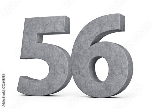 3d Concrete Number Fifty six 56 Digit Made Of Grey Concrete Stone On White Background 3d Illustration