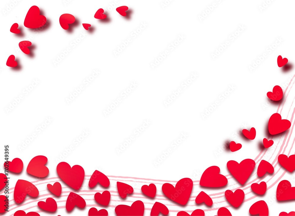 red flying heart border background for valentine, love concept illustration