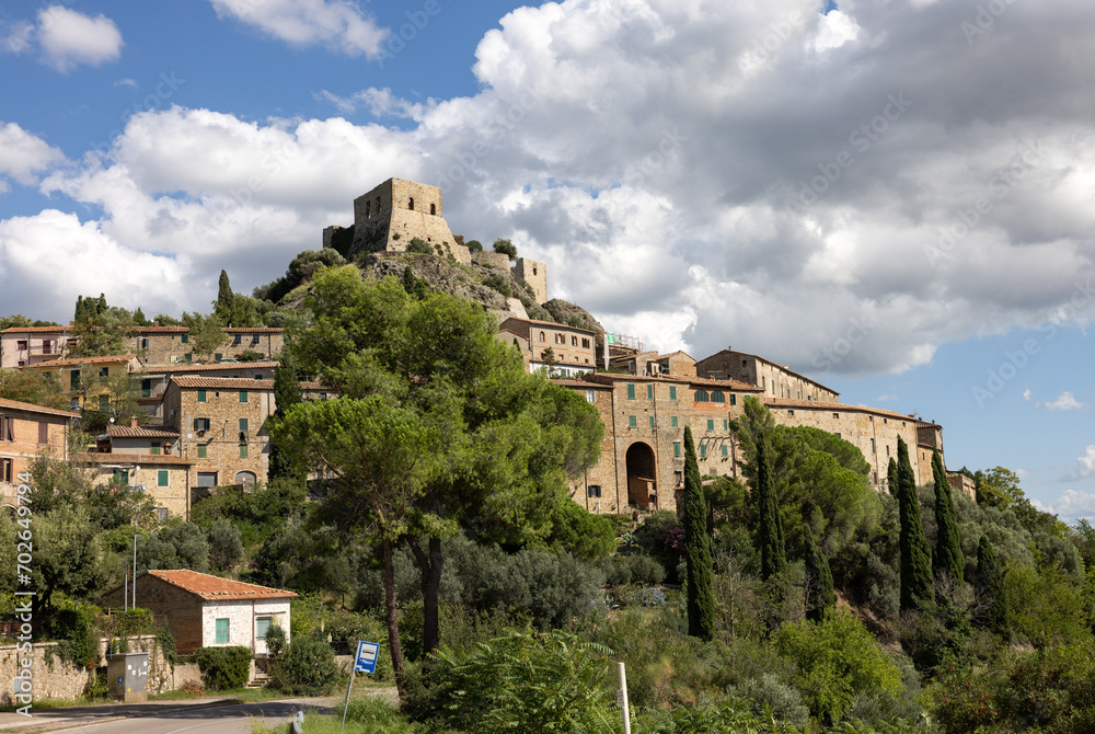 Montemassi a fortified village in the province of Grosseto. Tuscany. Italy