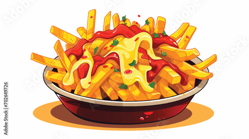 Fries with meat and cheese illustration vector