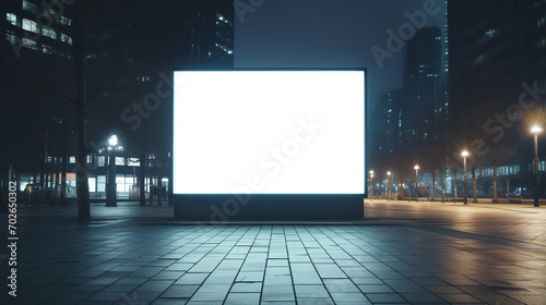 Blank outdoor billboard mockup, advertising banner with city street background, real photo