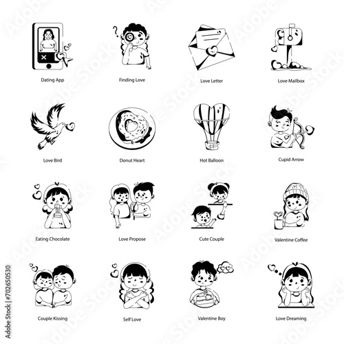 Set of Wedding and Valentine Glyph Icons 

