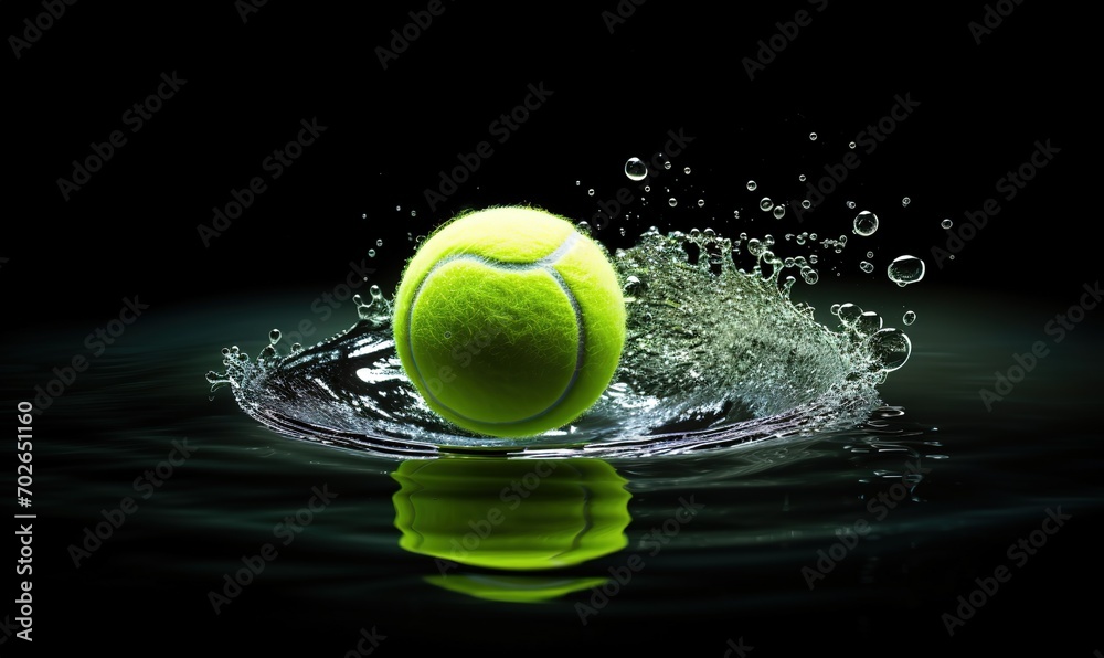 tennis ball falling into the water. generative AI