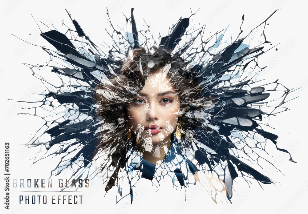 Broken Glass Explosion Photo Effect Mockup. Generative Ai Stock ...