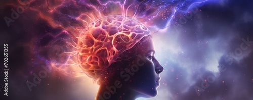 Mental health concept, alzheimer and epilepsy disorder, stress and migraine seizure, brain waves