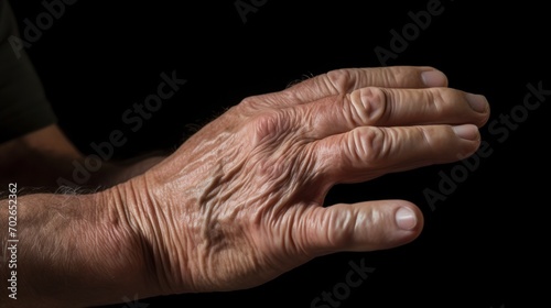  An image capturing the hands of an unrecognizable senior man as he applies serum, emphasizing the skincare routine and care for mature skin.