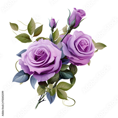 Wallpaper Mural Set of beautiful purple roses watercolor isolated on png background. Torontodigital.ca