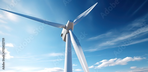 wind turbine wind power generation with blue sky background. renewable electrical energy. generative Ai