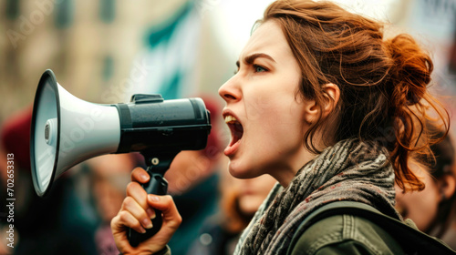 stop racism activist girl protesting against government. AI generated