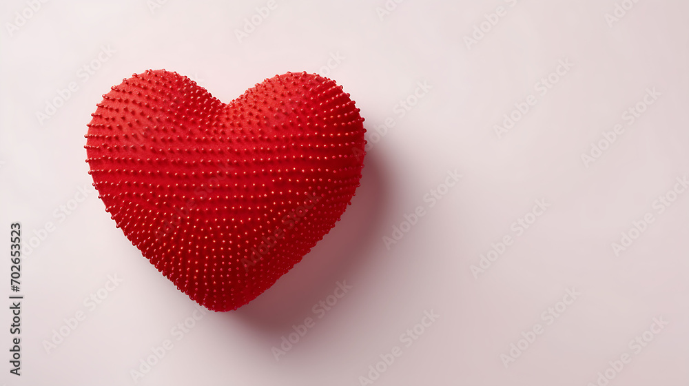 Copy space red heart with ribbon Valentine’s Day background.