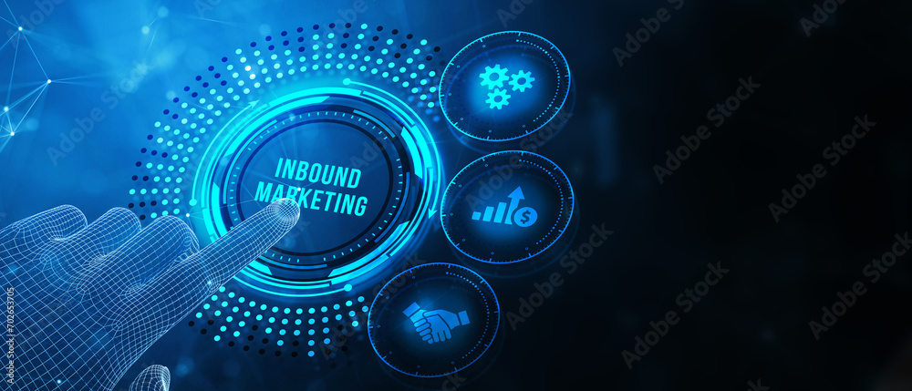 Business, technology, internet and network concept. Virtual screen of the future and sees the inscription: Inbound marketing. 3d illustration