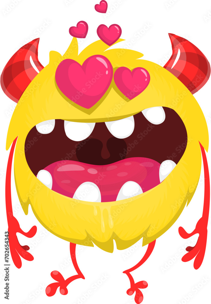 Obraz premium Cartoon funny monster illustration. Vector icon. Halloween design