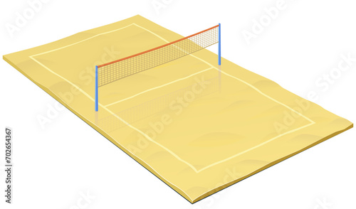 3D beach volleyball court with its markings on the sand (cut out)