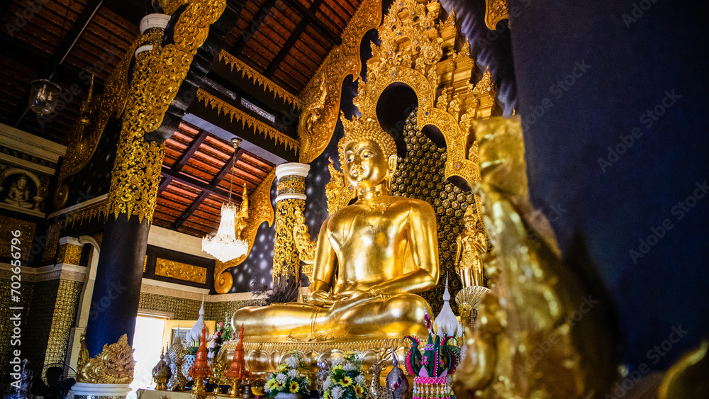 Fototapeta premium Wat Phra That Doi Phra Chan on the top hill of Doi Phra Chan mountain in Mae Tha, Lampang province, Thailand