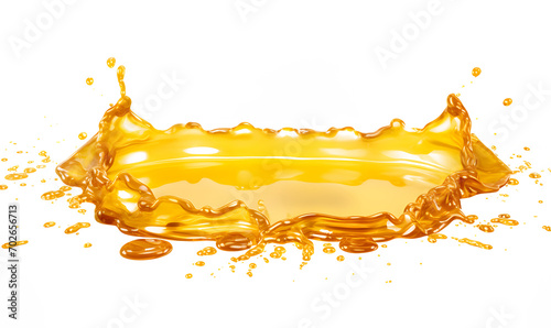 Captivating golden honey splash suspended in mid air, isolated on pristine white background