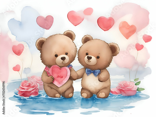 teddy bear with flowers in valentine's day