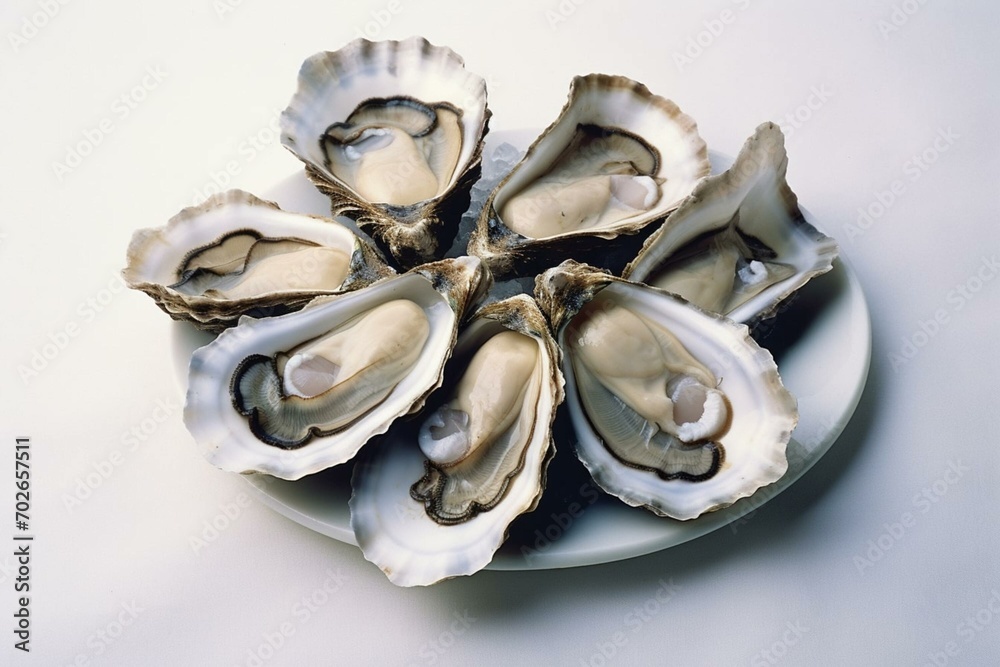 Naklejka premium oysters on a plate