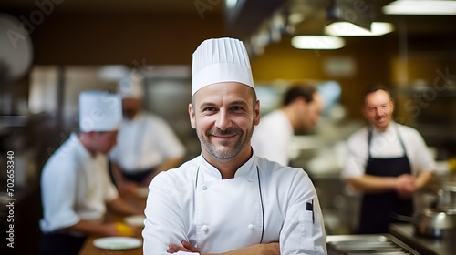 A chef presenting a dish in a restaurant setting   chef  presenting  dish  restaurant setting