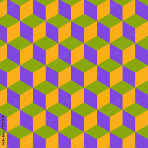 Abstract seamless pattern with cubes. Vector pattern. Bright geometric background.