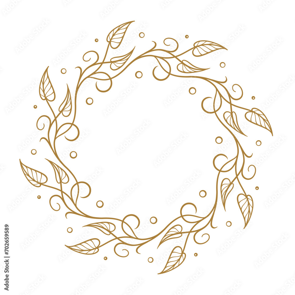 Vector round floral frame with ivy leaves decoration. Vintage style ivy stems wreath. Vector round floral frame with ivy leaves decoration. Vintage style ivy stems wreath.