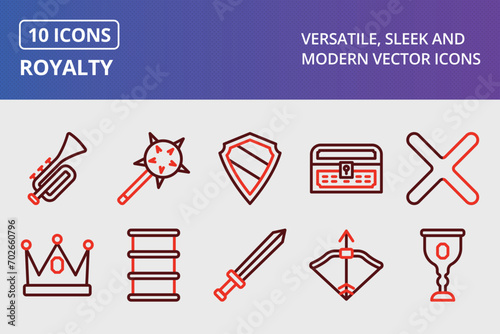 Royalty Thick Line Two Colors Icons Set