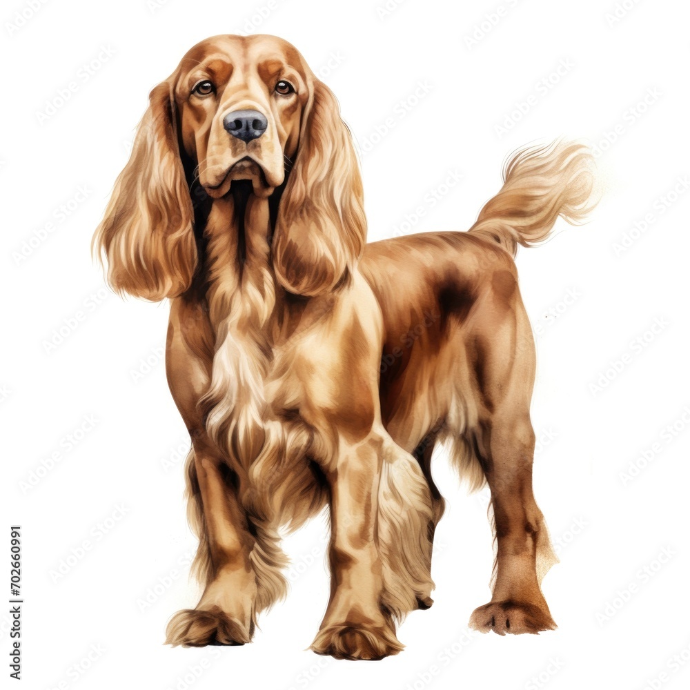 Cocker spaniel dog breed watercolor illustration. Cute pet drawing isolated on white background.