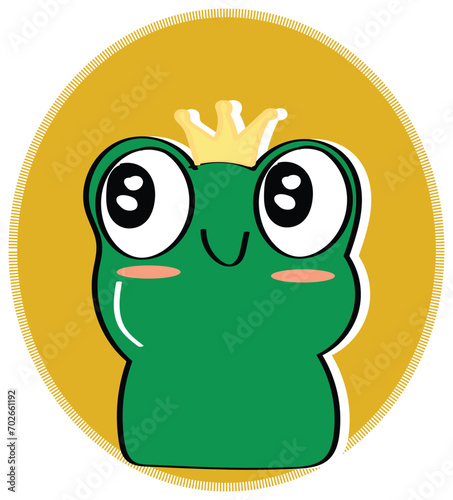 Vector of a cute cartoonish frog on a yellow background