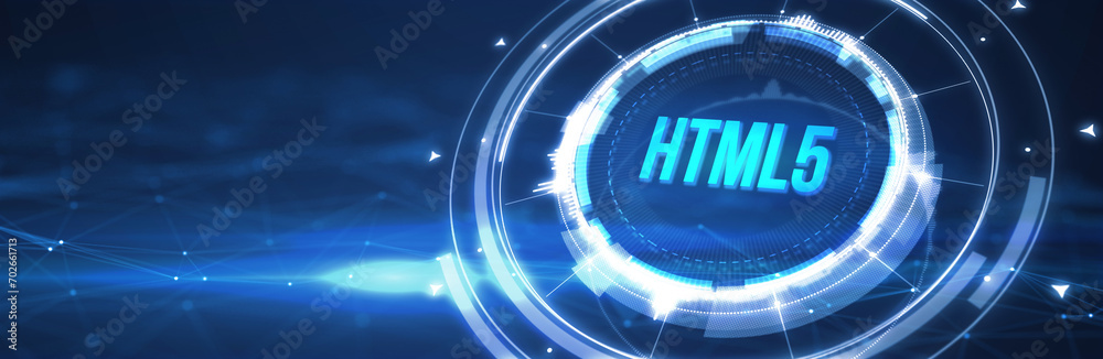 Obraz premium The concept of business, technology, the Internet and the network. HTML5. 3d illustration