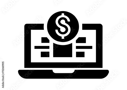 financial icon, black and white