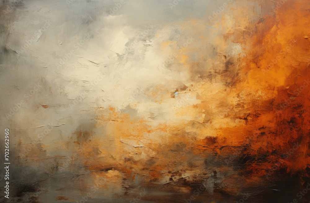A painting of a sky with orange, blue, and white colors. texture background