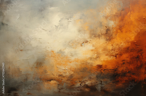 A painting of a sky with orange  blue  and white colors. texture background