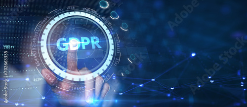 Fototapeta Naklejka Na Ścianę i Meble -  GDPR Data Protection Regulation European Law Cyber security compliance.