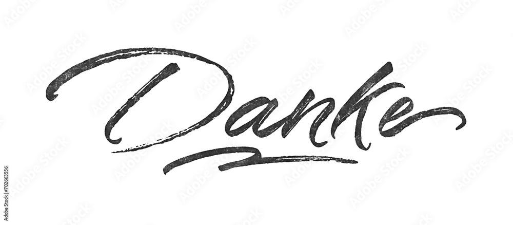 German word Danke (thank you) written in brush script font with marker ink effect isolated on transparent background - obrazy, fototapety, plakaty 