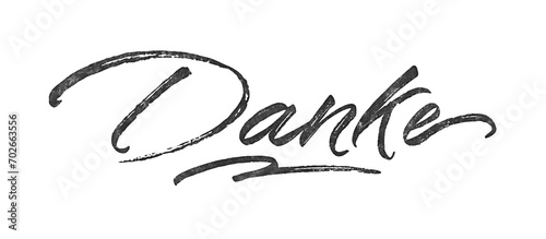 German word Danke (thank you) written in brush script font with marker ink effect isolated on transparent background photo