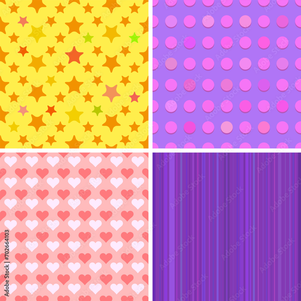 Set of seamless pattern in light tones