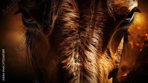 Captivating Horse Gaze, "Observing Wildlife Beauty: The Powerful and Detailed Brown Eye of an Majestic Horse, Up Close with Nature's Masterpiece generative AI 