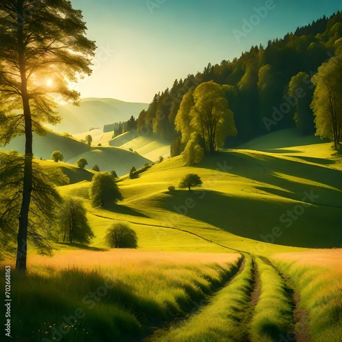 Great countryside landscape in morning light. Location place Carpathian mountains, Ukraine, Europe. An attractive summer scene on a sunny day. Fresh seasonal background. Discover the beauty of earth.