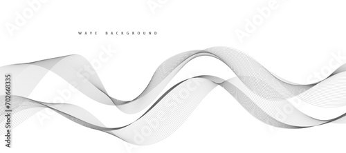 Abstract wave element for design. Digital frequency track equalizer. Stylized line art background. Vector illustration. Wave with lines created using the blend tool. Curved wavy line, smooth stripe.