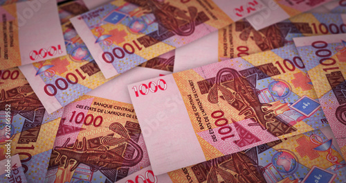West African CFA Franc growing pile of money concept 3d illustration photo