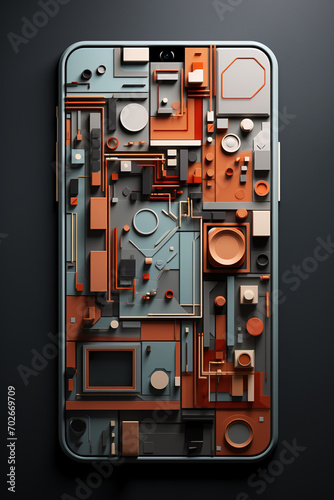 A stylized depiction of a smartphone, rendered using basic geometric forms.