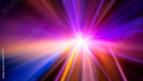 Bright colorful flash light. Abstract dark background with blue, purple and red colors