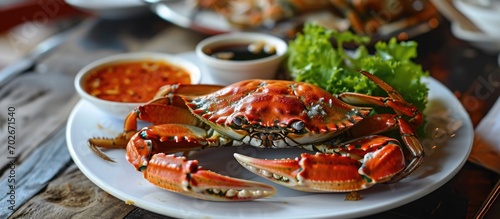 Familiar with blue crab? It's a popular Thai seafood, steamed with a tasty dipping sauce.